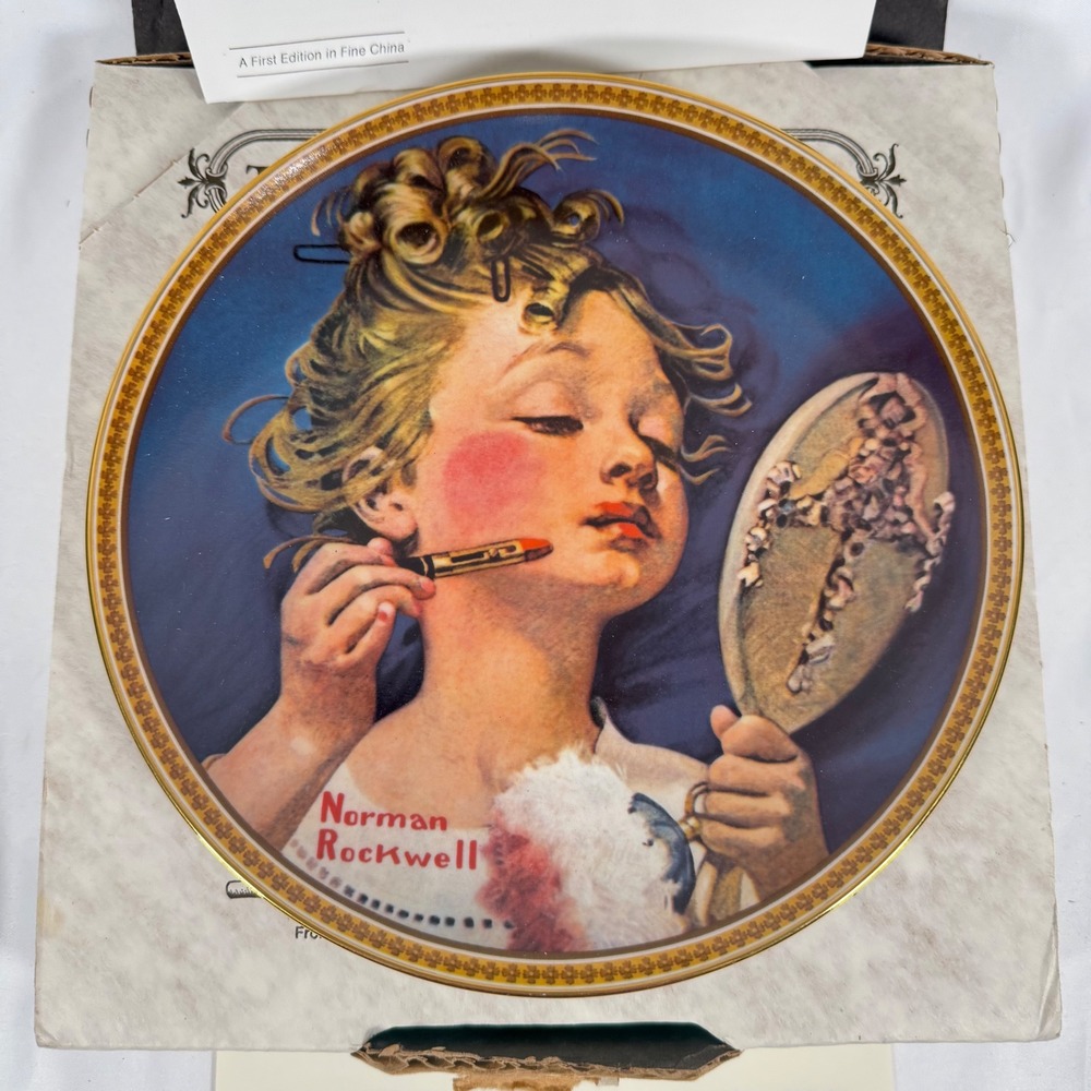 Edwin M. Knowles Collector Plate Making Believe at the Mirror Norman Rockwell